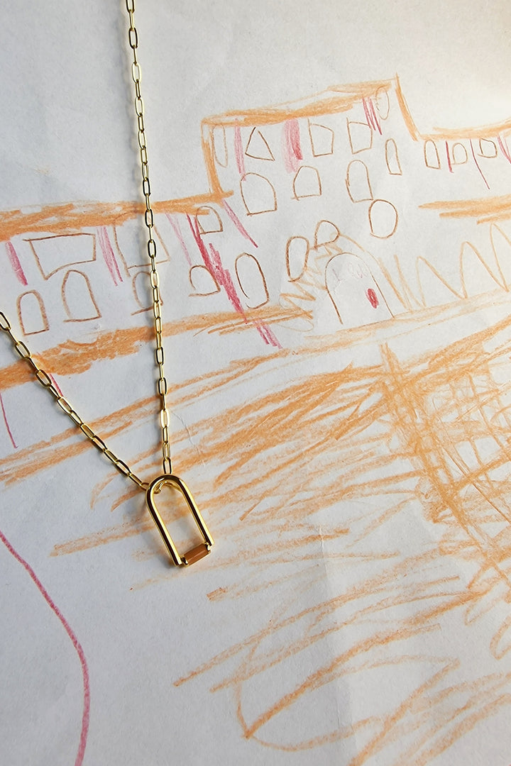 Contemporary Arch Enamel Gold Chain Necklace