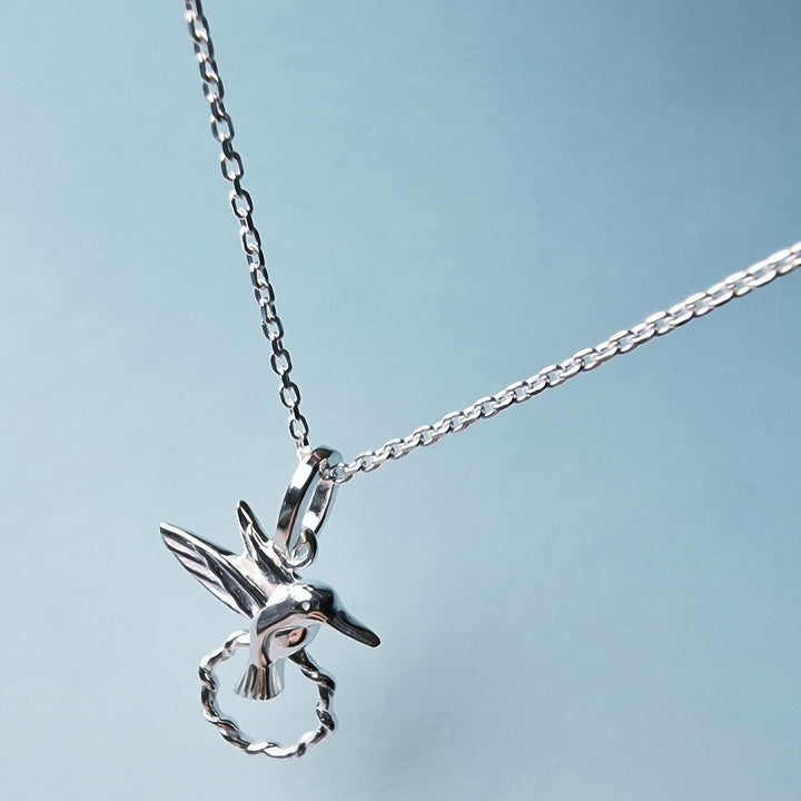 Humming Bird Sterling Silver Chain Necklace