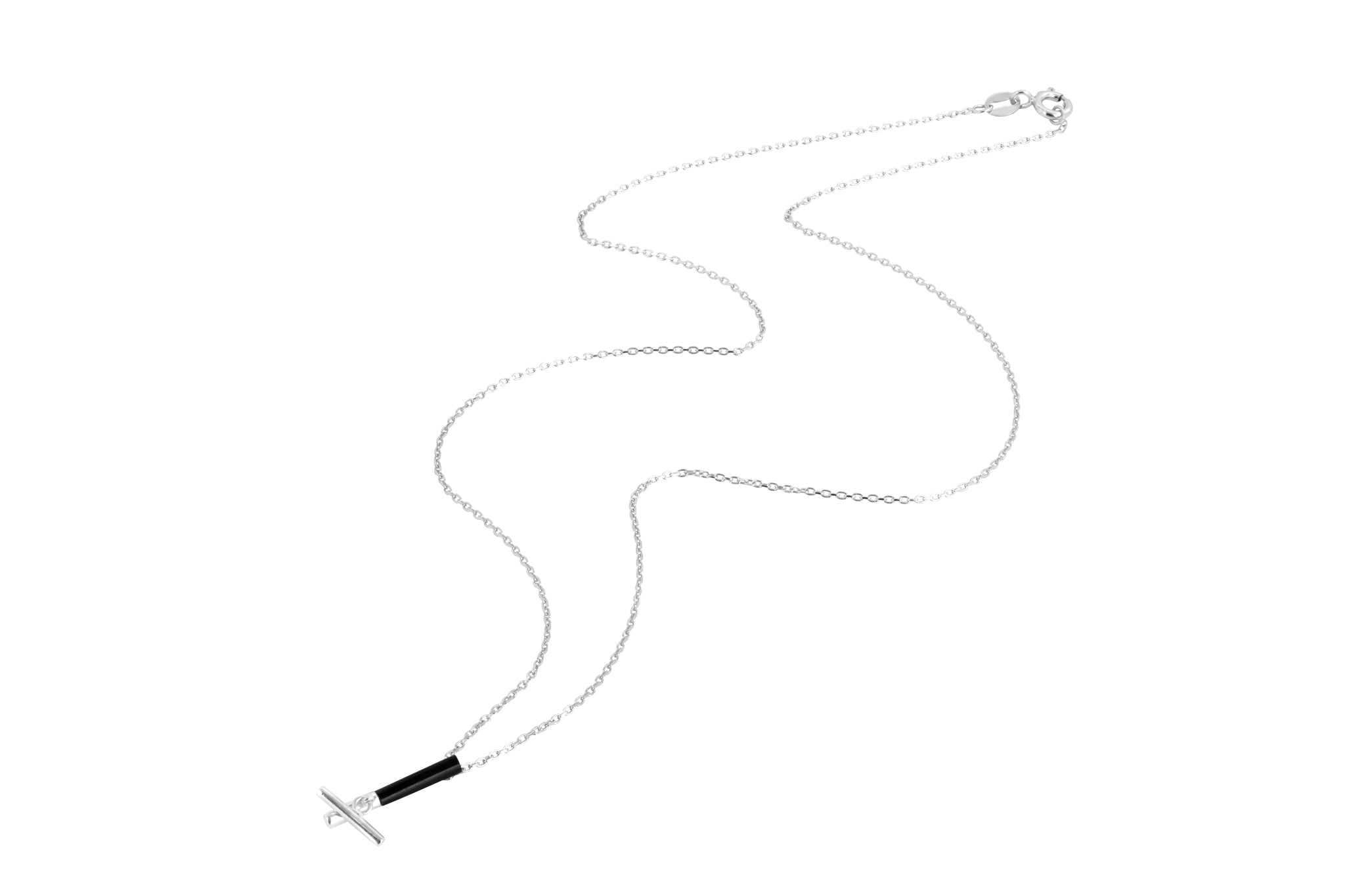 Minimalist Movement Onyx T-Bar Necklace