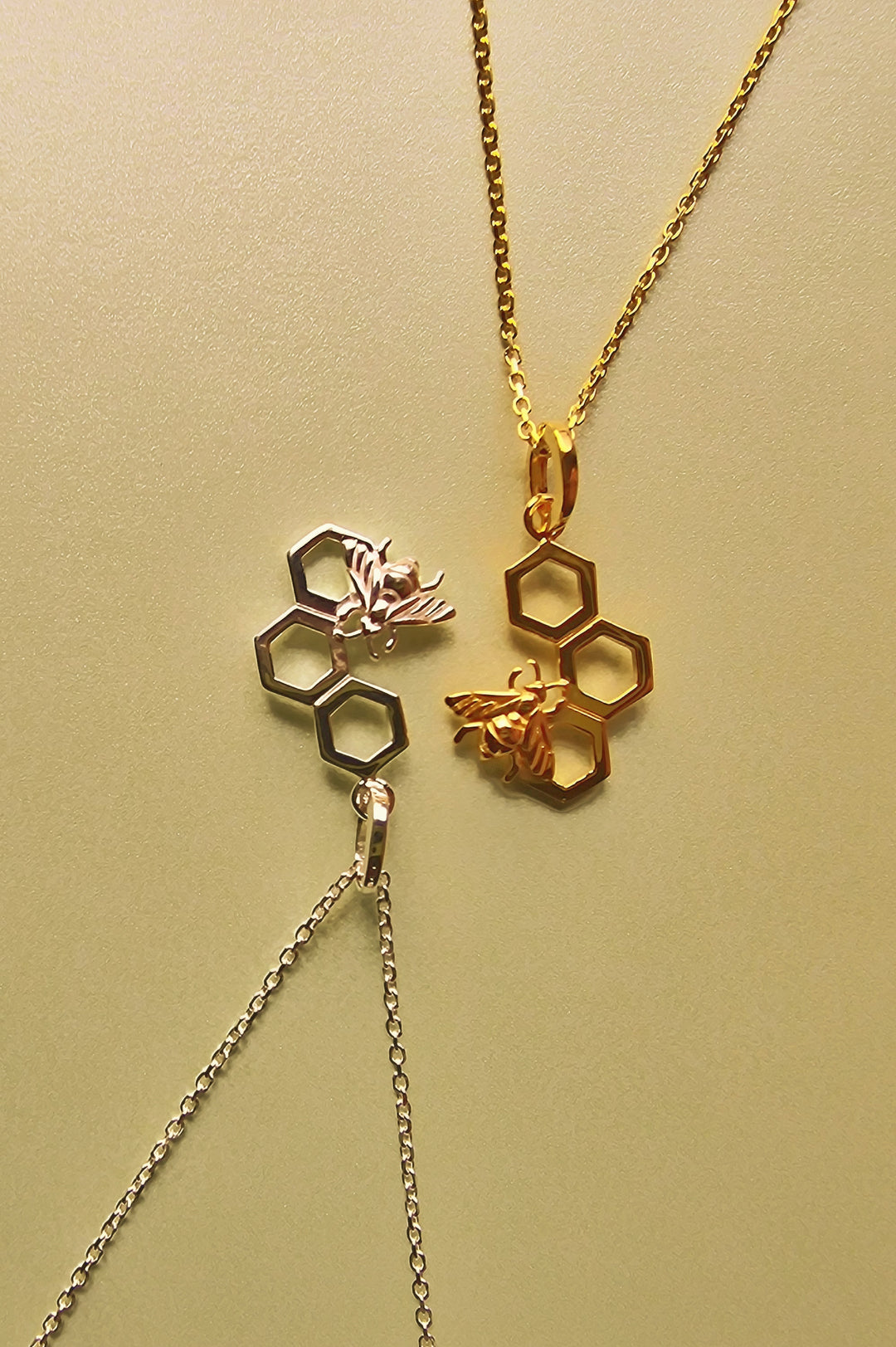 Bumblebee Honeycomb Gold Chain Necklace