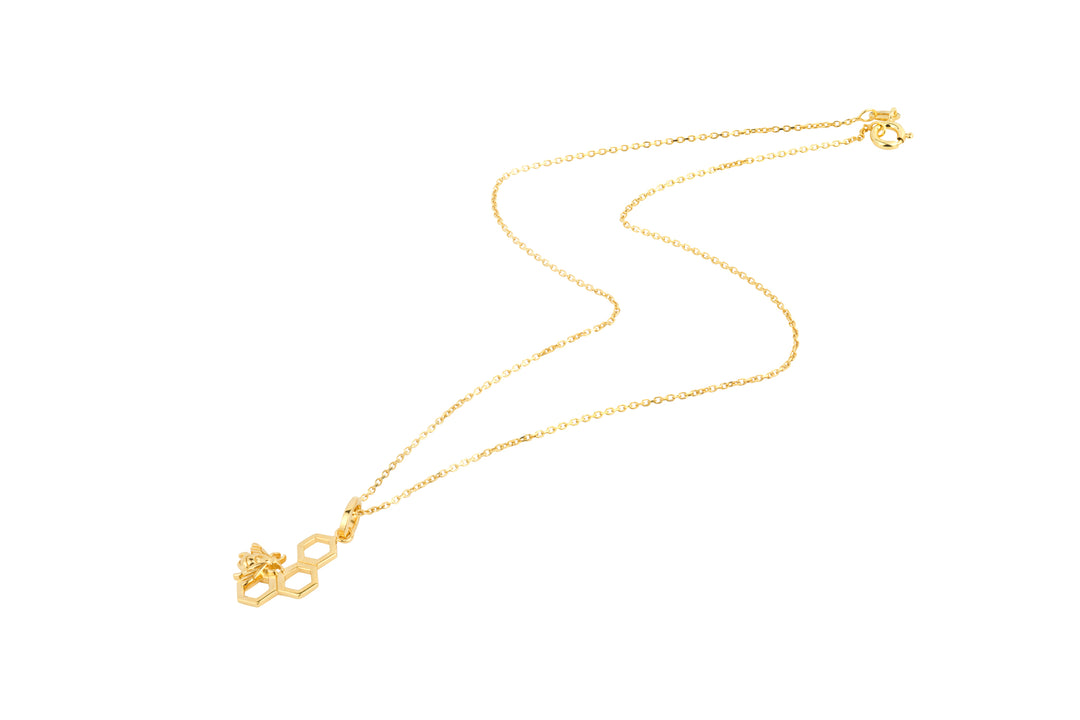 Bumblebee Honeycomb Gold Chain Necklace