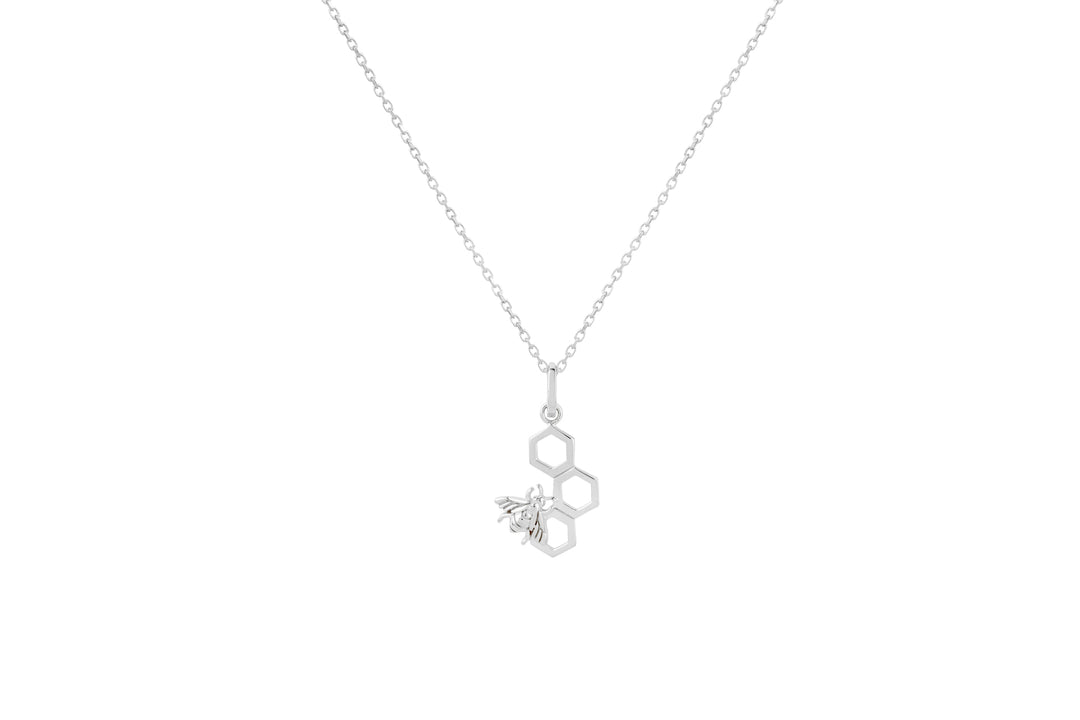 Bumble Bee Honeycomb Sterling Silver Necklace