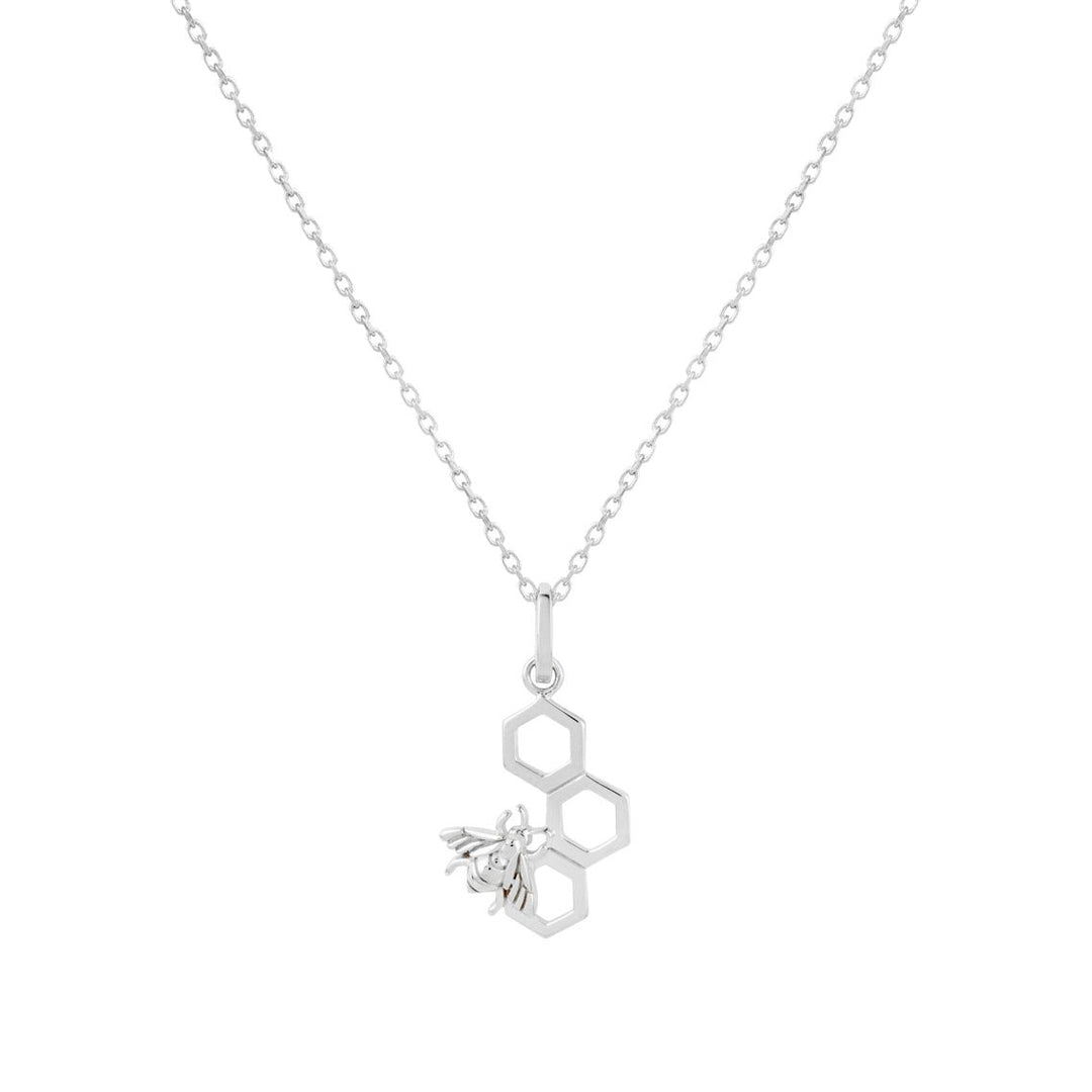 Bumble Bee Honeycomb Sterling Silver Necklace - Vurchoo Ethical Jewellery