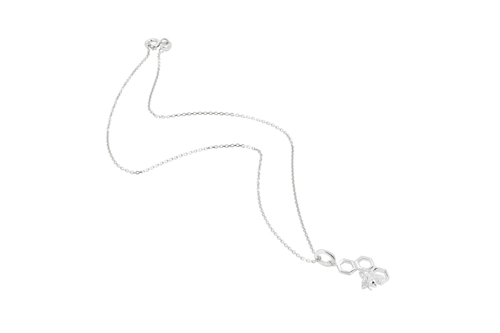 Bumble Bee Honeycomb Sterling Silver Necklace - Vurchoo Ethical Jewellery