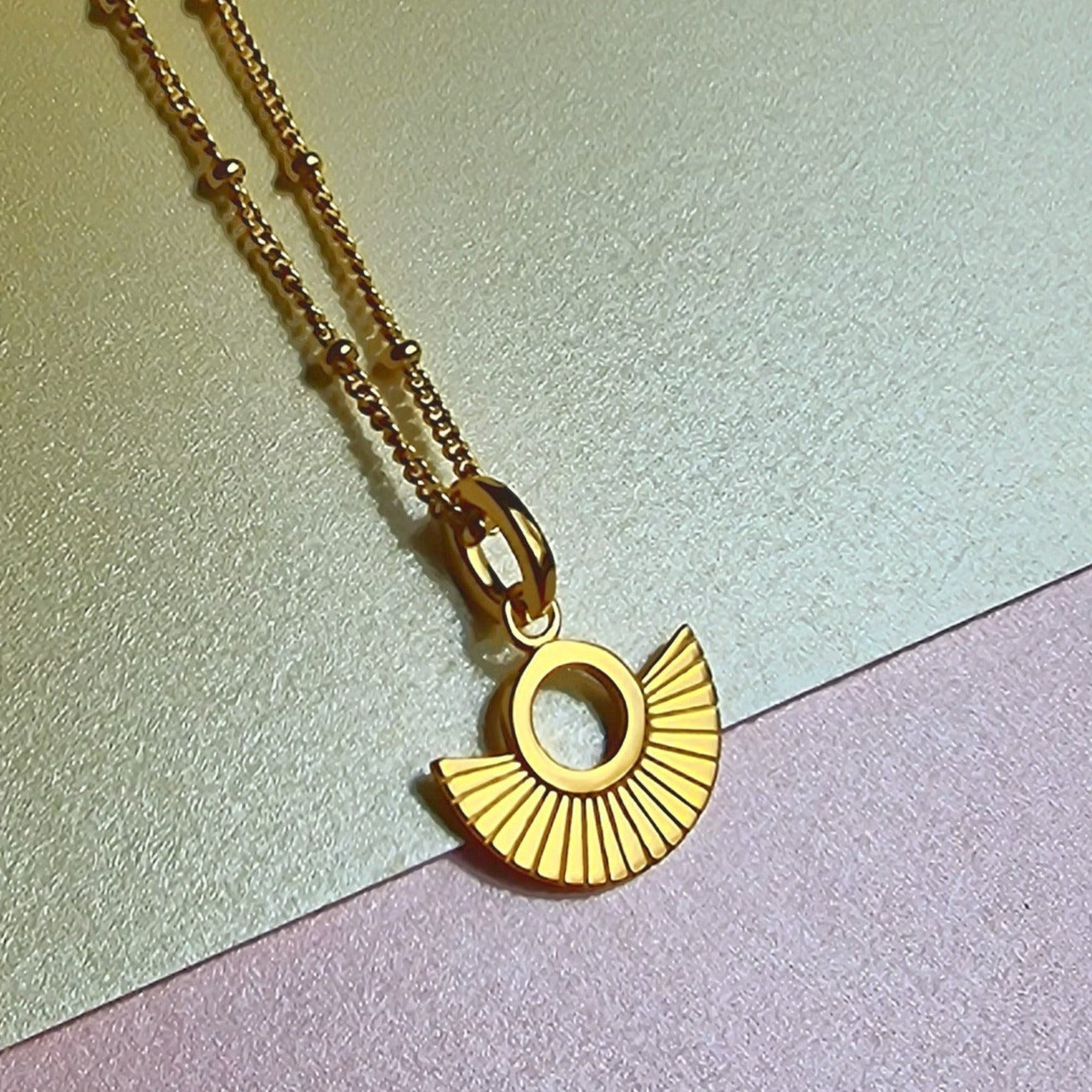 Gold Deco Fan Necklace