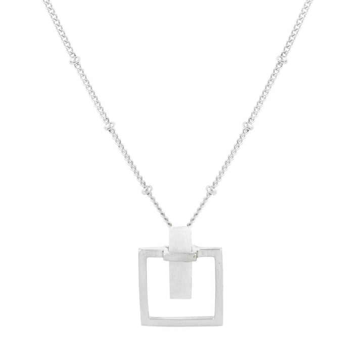 Moonstone Square Sterling Silver Satellite Chain Necklace