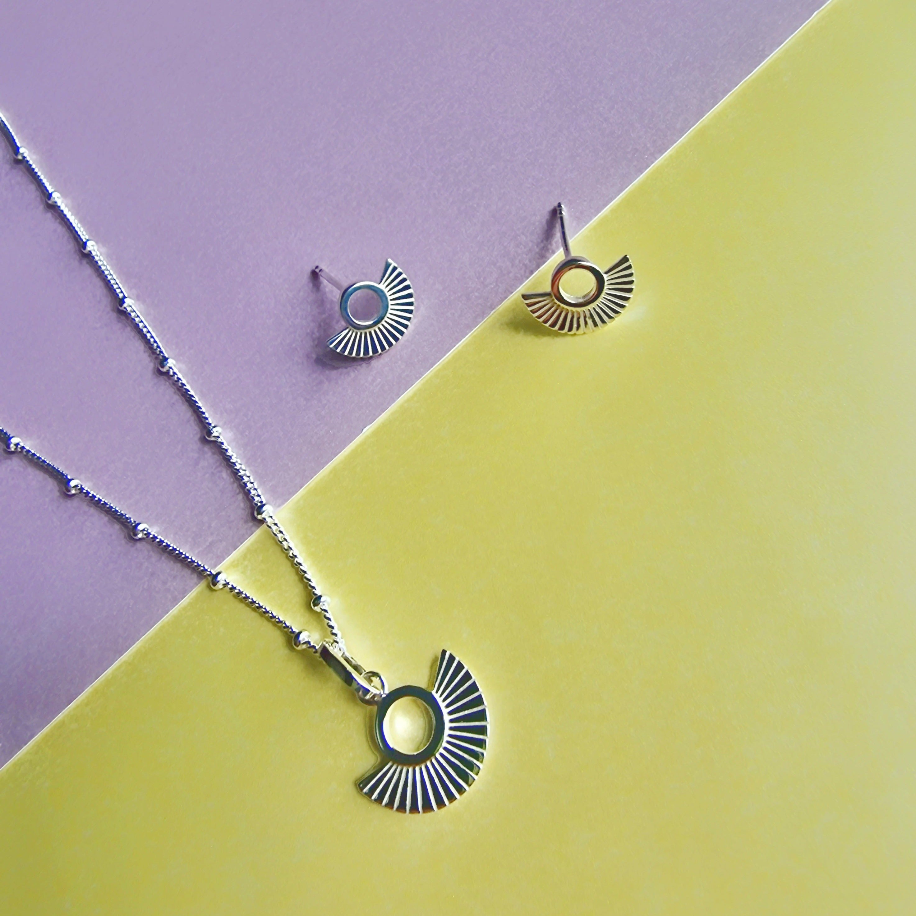 Silver Deco Fan Necklace