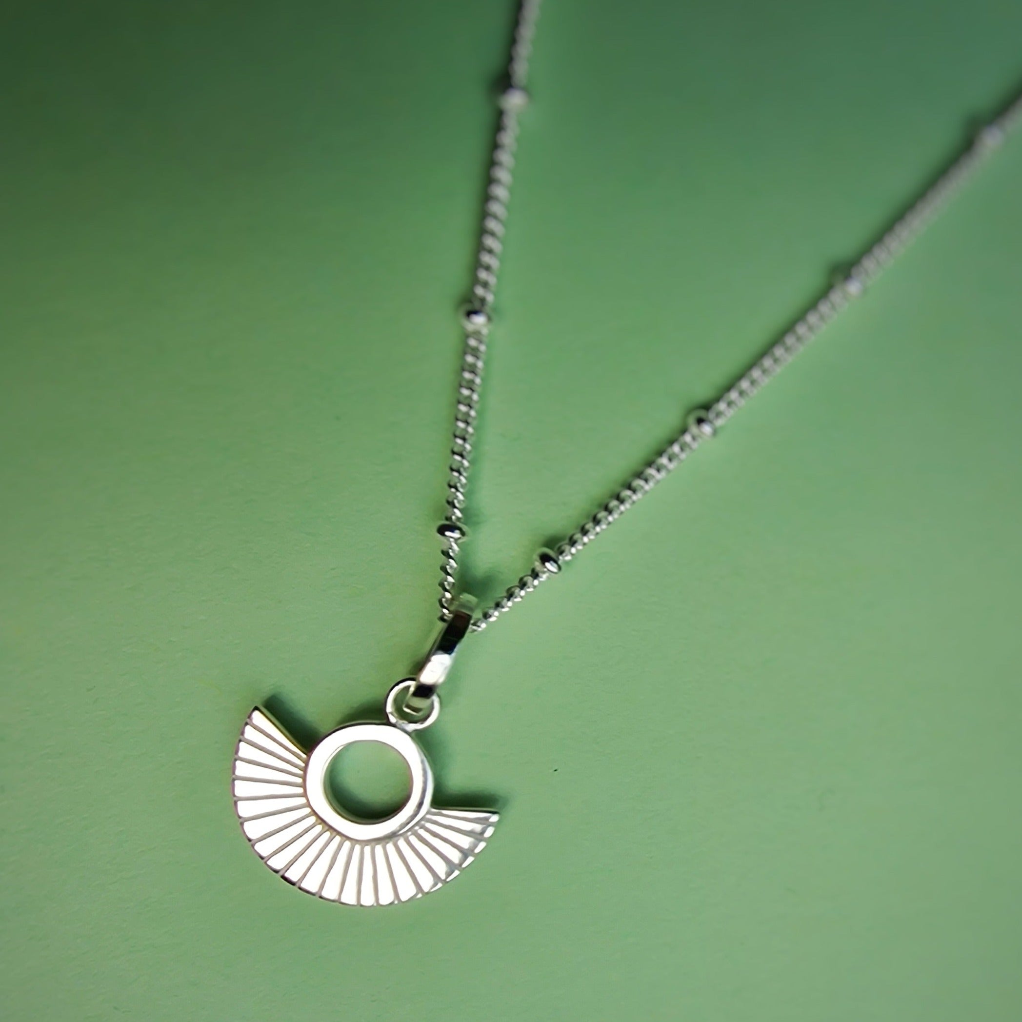 Silver Deco Fan Necklace