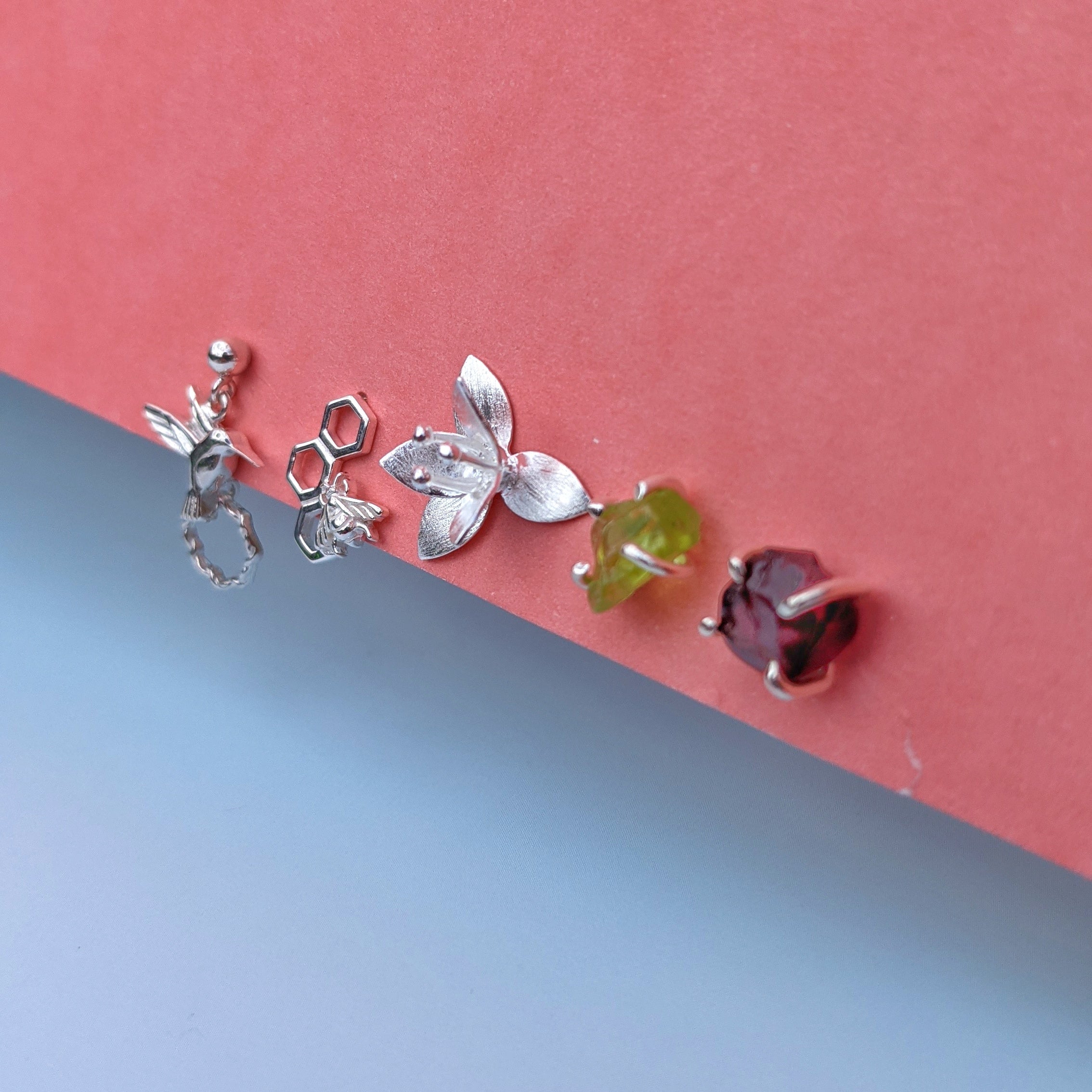 Silver Bumble Bee Stud Earrings