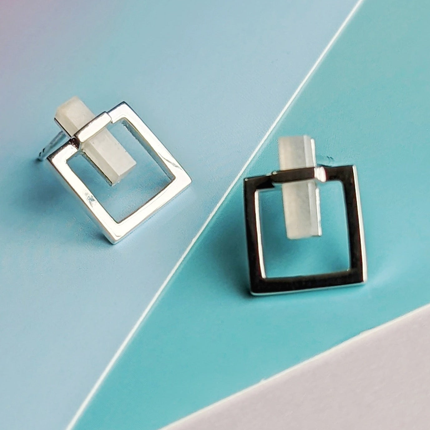 Moonstone Squares Earrings