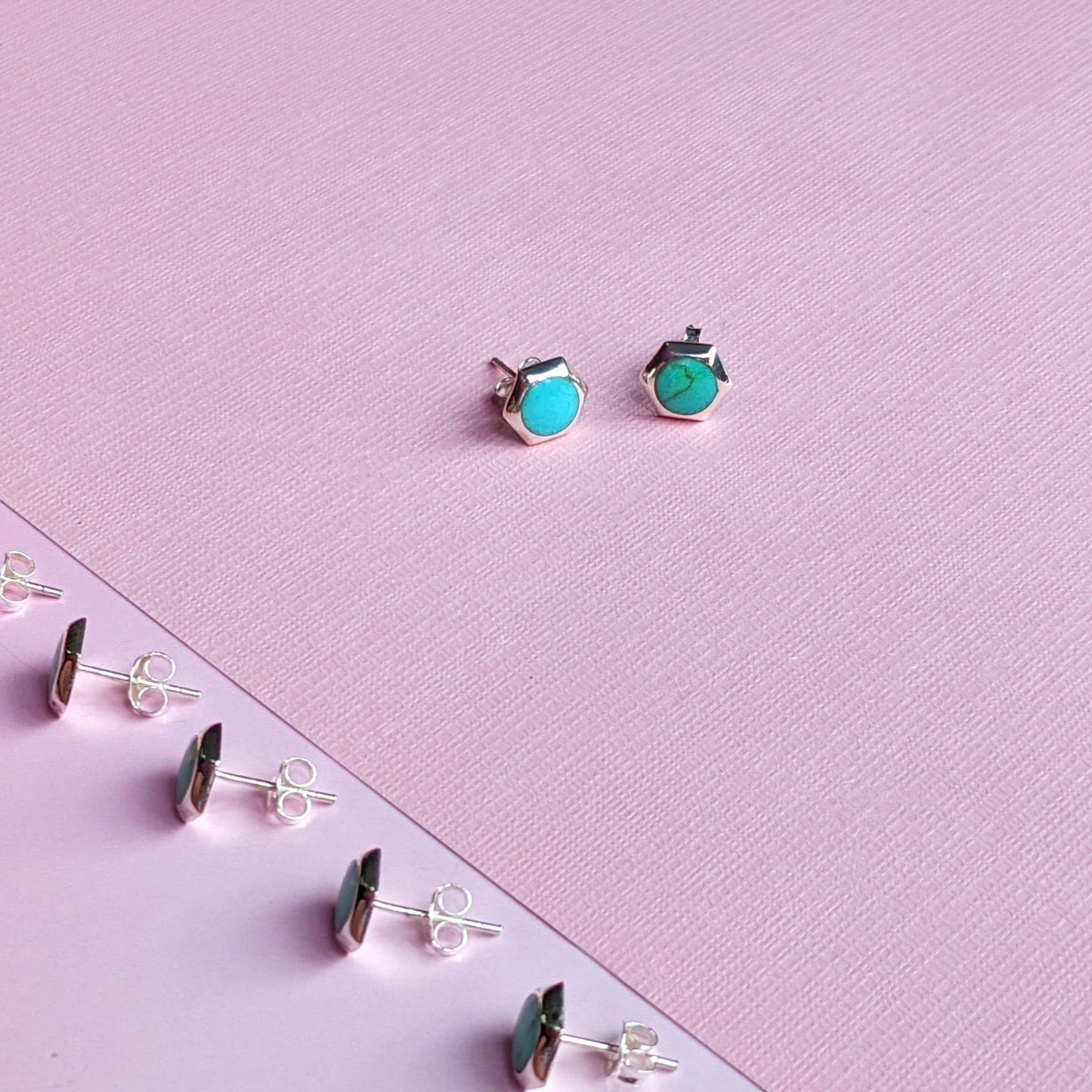 Turquoise Silver Hexagon