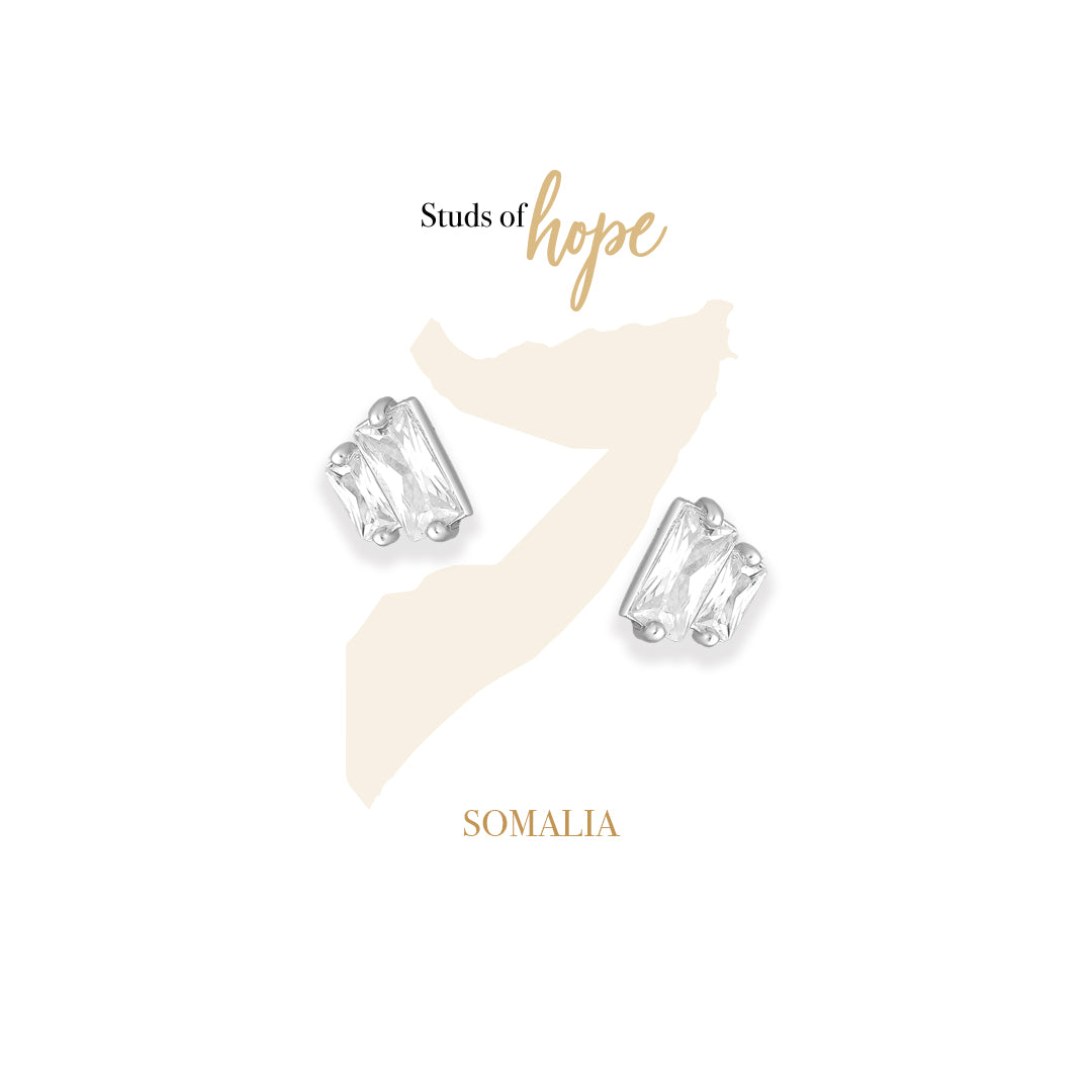 Twin Baguettes Stud Earrings