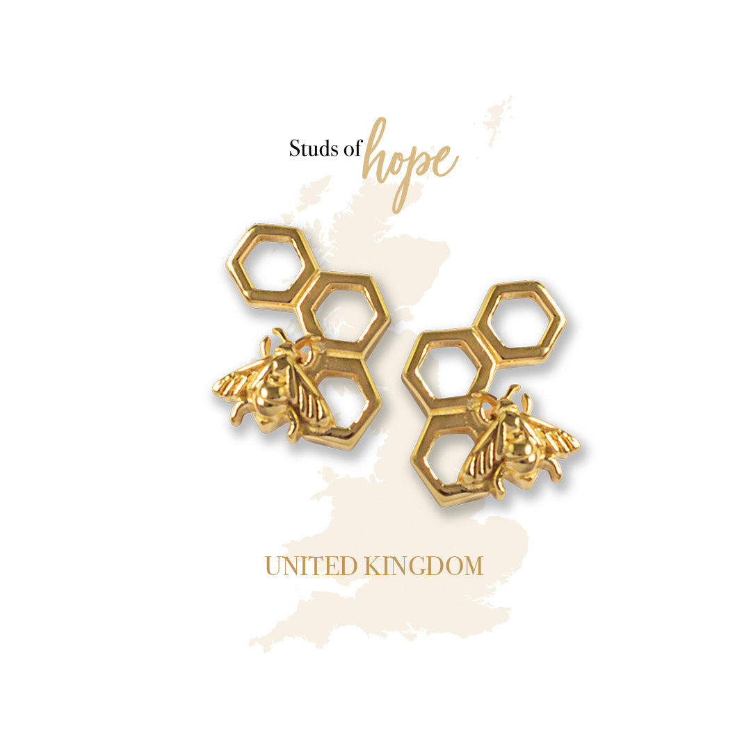 Gold Bumble Bee Stud Earrings