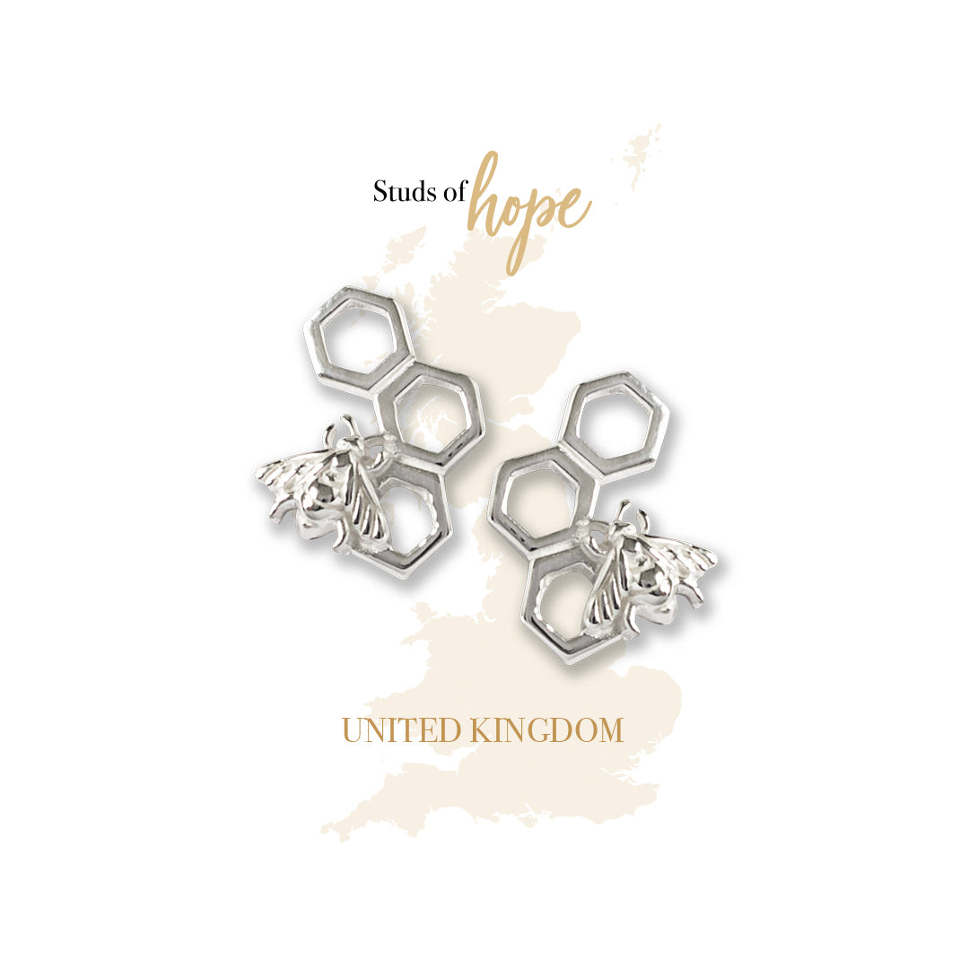 Silver Bumble Bee Stud Earrings