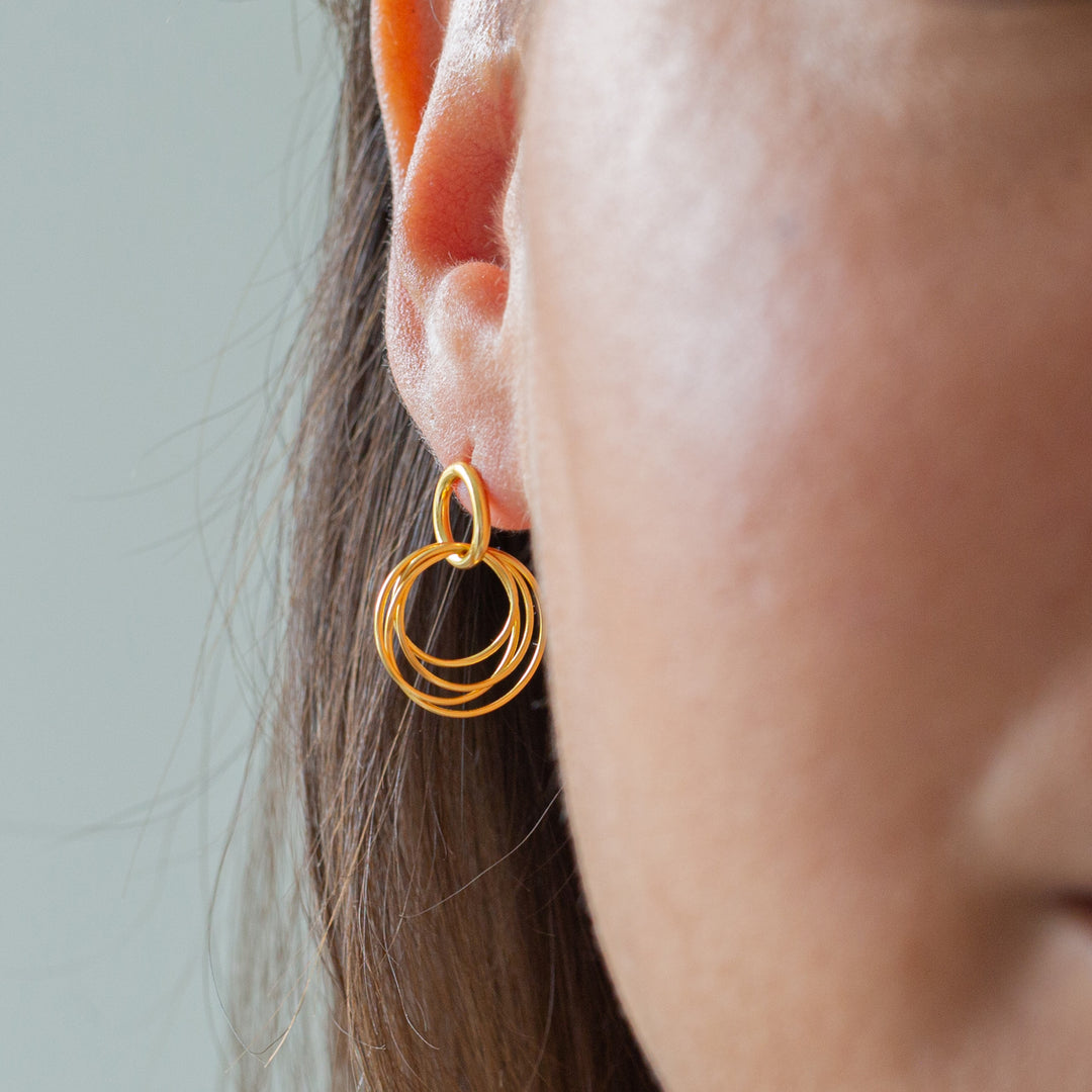 Hoop Cluster Rings Gold Stud Earrings - Vurchoo Ethical Jewellery