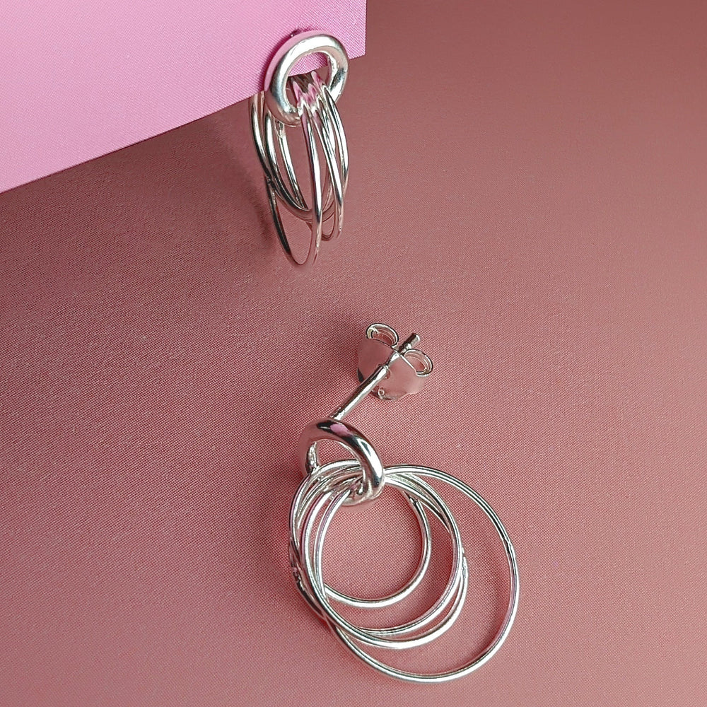 Hoop Cluster Rings Sterling Silver Stud Earrings - Vurchoo Ethical Jewellery