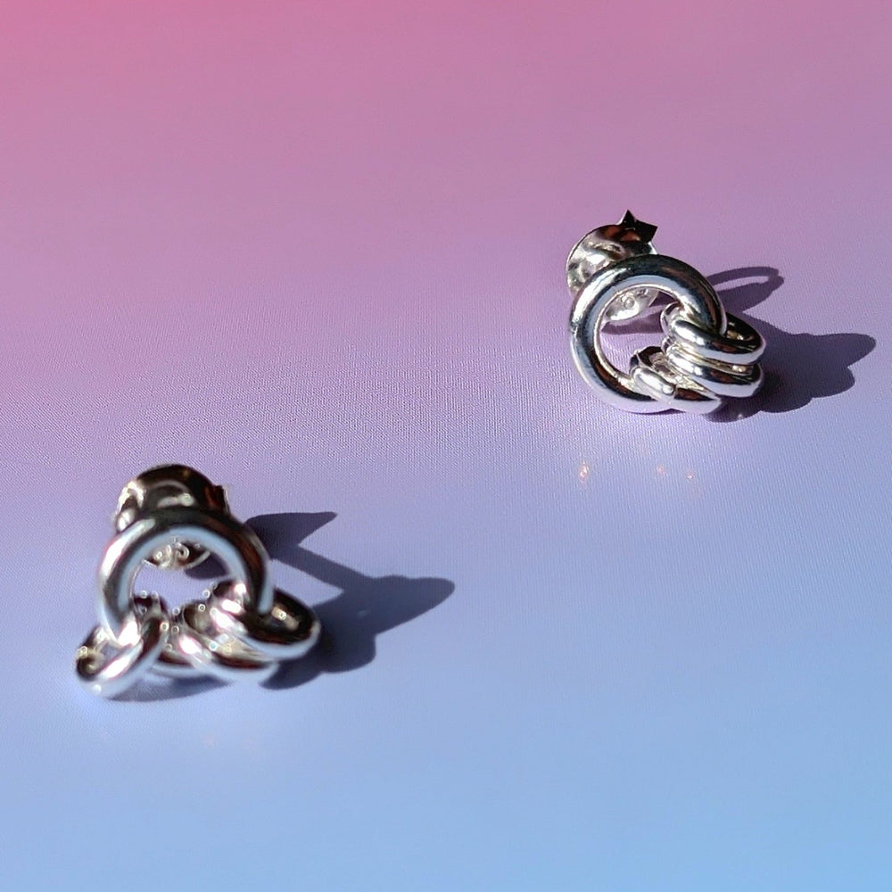 Small Hoop Cluster Rings Sterling Silver Stud Earrings - Vurchoo Ethical Jewellery