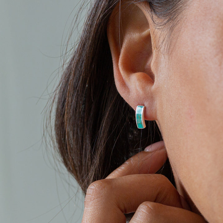 Turquoise Sterling Silver Rectangle Stud Earrings - Vurchoo Ethical Jewellery